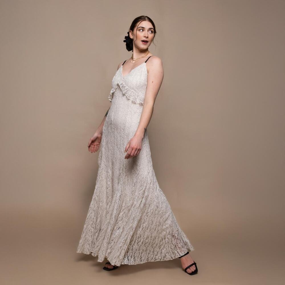 Steve Madden Polka Dot Lace Maxi Dress 12 - Picture 2 of 3